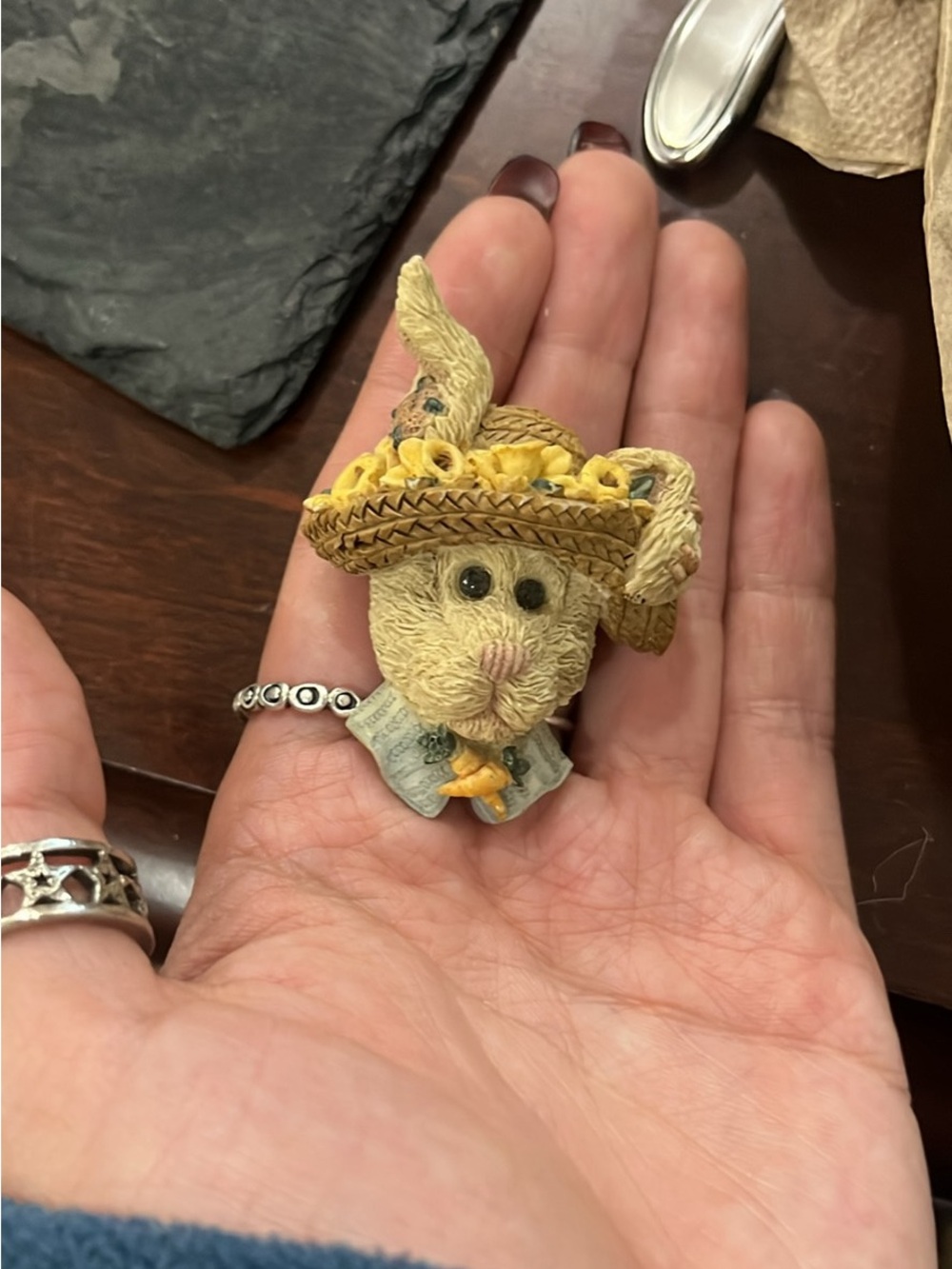Vintage Boyds Bears Daphne Rabbit Brooch In Straw Hat